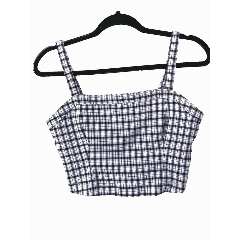 Hollister Y2K Purple Plaid Medium Crop Top Corset Grunge Academia Prep Clueless